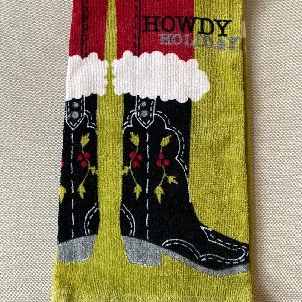 ST. NICHOLAS SQUARE Western Theme Holiday Hand Towel